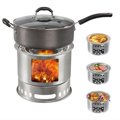 Poêles a Bois Multifonctions, Poêle a Fusée de Camping Portable, Poêle Bois de Chauffage Mobile pour la Cuisine, la Pêche Sur Glace, la Chasse