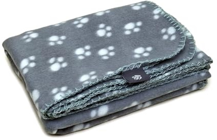 Danish Design Essentials Polar Dog Blanket Silver 75x100cm – Paw Print Patter, Soft & Machine Washable Blanket for Dogs