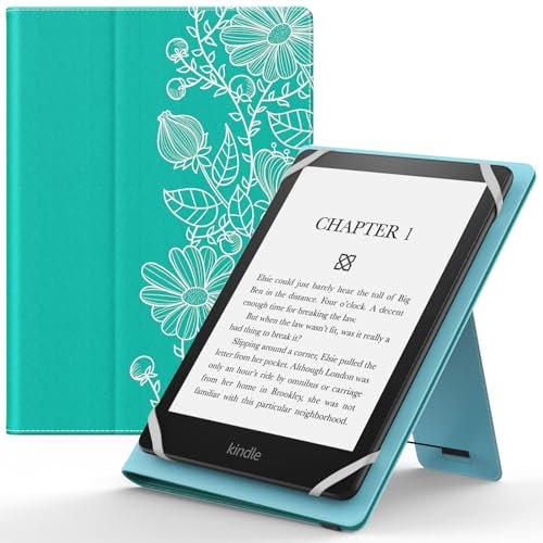 MoKo Funda Universal para 6,6.8,7 Kindle eReaders Fire Tableta - Kindle/Kobo/Voyaga/Lenovo/Sony Kindle E-Book E-Reader Tableta, Carcasa Folio con Correa de Mano y Soporte, Dibujo Lineal