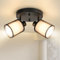 Doughelec Deckenleuchte Deckenstrahler 2 Flammig Flur - Deckenlampe Schwarz Deckenspot Rund Vintage E14 Schwenkbar 350° Lampe Decke Wandlampe MAX30W Stoff für Wohnzimmer Küche Flur, Ohne Leuchtmittel