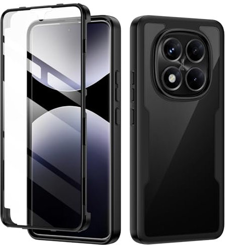 seacosmo für Xiaomi Redmi Note 14 Pro/14 Pro Plus 5G Hülle, Stoßfest Handyhülle Xiaomi Poco X7 360 Grad vollschutz Cover Rugged Schutzhülle mit eingebautem Displayschutz, Schwarz