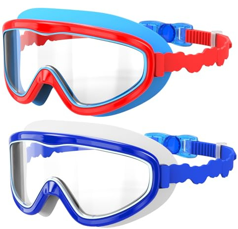 EasYoung Schwimmbrille für Kinder, 2 Stück Schwimmbrille für Kind Teenager Jungen Mädchen 4-16, UV-Schutz, Anti Fog, Wasserdicht