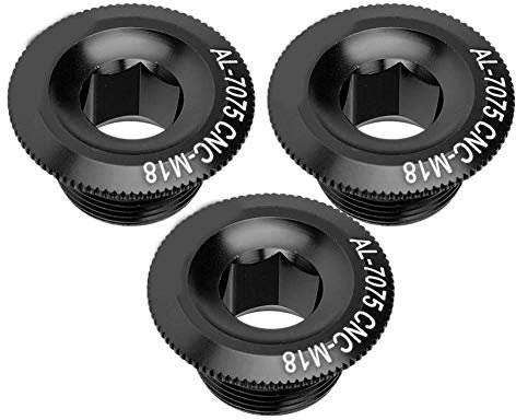 Baxnore Crank Bolt Nuts 3PCS, Aluminum Alloy Cycle Bottom Bracket Nuts 18mm, Chainring Fixing Nuts with 10mm Hex Socket for Cycling Fastener (18mm black 3 ones sold)