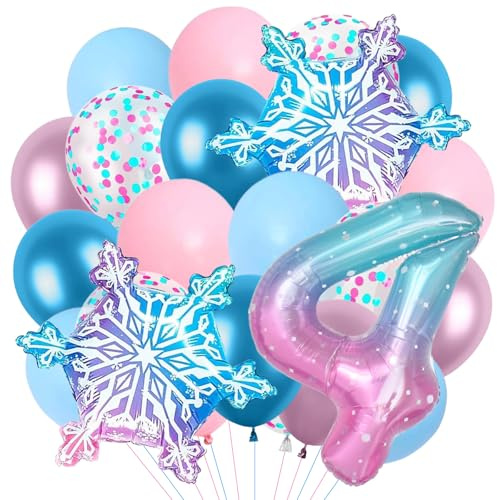 Schneeflocken Deko Luftballon, Geburtstag Zahlen Luftballon 4 Jahre, Schnee Luftballons, Schneeflocke Folien Ballon, Schneeflocken Ballons, Schneeflocken Helium Ballons