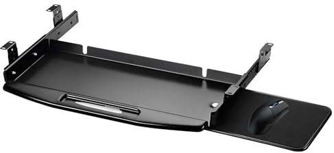 360° Rotating Under Desk Mouse Platform & Sliding Keyboard ShelfErgonomic PullOut Computer DrawerTray for Home Office & Gaming Setup