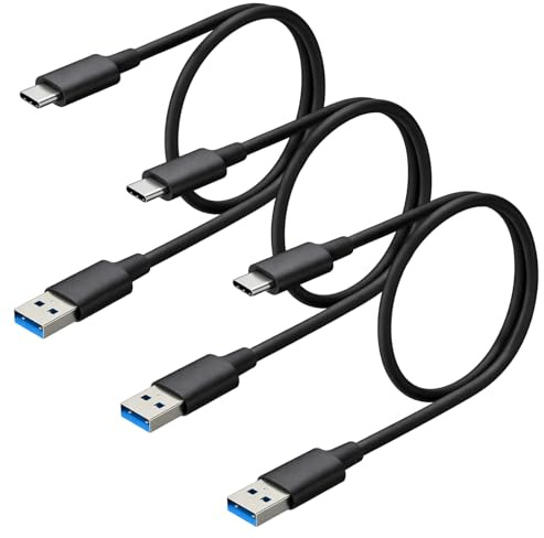 CanQuanSWZX 3 PCS Câbles Chargeur USB C Vers USB, Câble USB C 3.1 Gen 2, Câble USB-A Vers USB-C, Transfert de Données Rapide, 30 cm