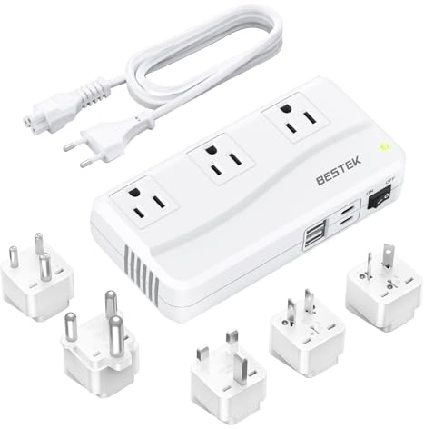 BESTEK 220v to 110v Voltage Converter, US to Europe Converter with 4 USB, 250W Power Converter for European Travel, (EU/UK/AU/JP/India/South Africa 5 Universal Plug Adapter)