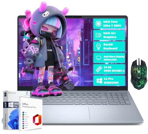 Dell 16 DB16250 Plus Laptop, 16 2.5K Anti-Glare Laptops, Intel Core Ultra 7 256V, 16GB DDR5 RAM, 1TB SSD, Intel Arc Graphics, Backlit KB, Wi-Fi 7, with Lifetime MS, Win 11 Pro (Renewed)