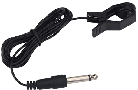 Clip On Portable Pickup Contact Microphone for Tuner Instruments, Vocal Pick Up with 6.35mm Interface and Long Cable - Condenser Mic, Broad Timbre, Durable Design fo