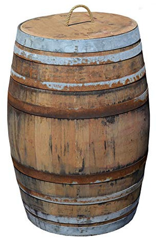 Temesso Barrique de vin en Bois de chêne 225 litres recupérateur comme cisterne - Rustique (huilé et Ouvert)