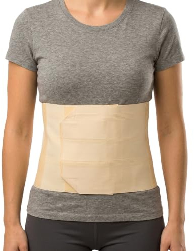 Thermoskin Magbälte Justerbart 60-158 cm - Elastiskt Kompressionsbälte Postoperativt och Postpartum - Magstöd för Dam och Herr, Beige