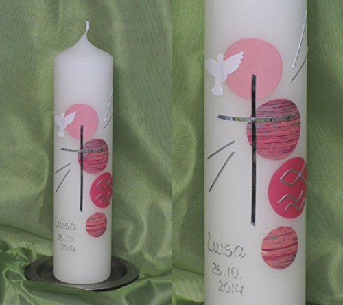 Taufkerze/Kommunionkerze 25 x 6 cm, inklusive Beschriftung ! R 101