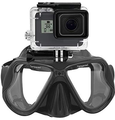 Lupholue Unterwassersilikon-Tauchermaske gehärtetes Glas Scuba-Schnorchelbrillen Compatible with GoPro Hero (2018) 12 11 10 9 8 7 6 5 Hero Black, Sitzung, Xiaomi Yi, SJCAM Andere Action-Kamera