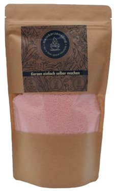 KERZENSAND Wachsgranulat 400g inkl. 3 Dochte - Palmwachs Kerzengranulat - universal einsetzbar - kreativ - vielseitig - dekorativ - Farbe: Rosa