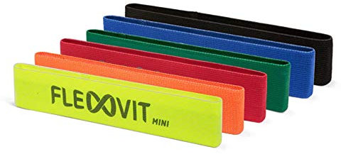 FLEXVIT Mini 6er Set All in - Widerstandsband-Set für alle Fitnesslevel, umfassendes Training und vielseitige Übungen, von sehr leicht bis extrem stark, ideal für Anfänger und Profis