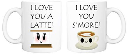 I Love You Latte I Love You Smore Mugs, His and Hers Mugs, Couples Cute Mugs, Valentines Day Gift for Her and Him, Matching Couples Mugs Set