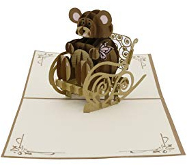 design3dkarten® Teddy Bär, Kindergeburtstag, Teddybär, kuscheltier, teddy bear, 3d Klappkarte, Pop Up Karte, Glückwunschkarte, Grußkarte, Geschenkkarte