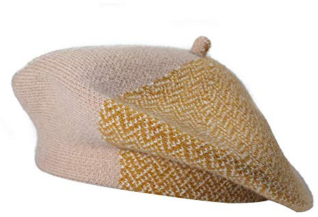 ZLYC Damen Winter Baskenmutze Klassische Barett Drucken Weich Warm Französische Mütze (Hahnentritt Rosa),Einheitsgröße
