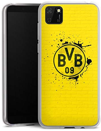 Silikon Hülle kompatibel mit Huawei Y5p Case transparent Handyhülle BVB Borussia Dortmund Offizielles Lizenzprodukt