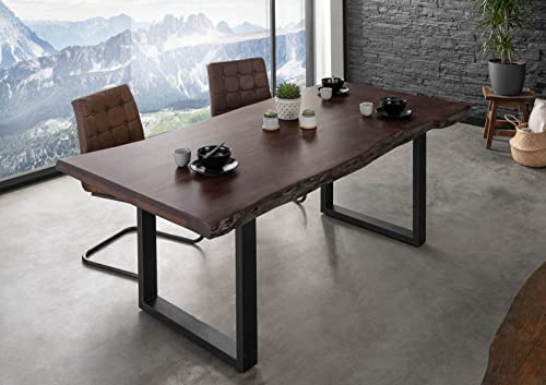 MASSIVMOEBEL24.DE Esstisch Akazie braun lackiert Freeform | 220x100x77 cm (BxTxH) 82 kg Modern zerlegt vollmassiv