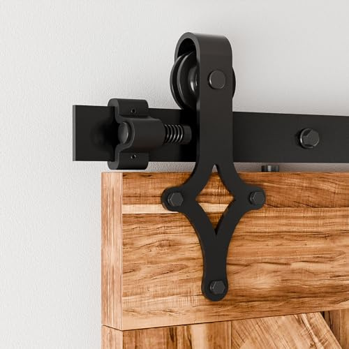 Wolfbird Hardware Kit Scheunentür 228cm-7.5ft Schiebetürsystem Schienen Kit, mit verstellbaren Bodenschienen, für Holztüren