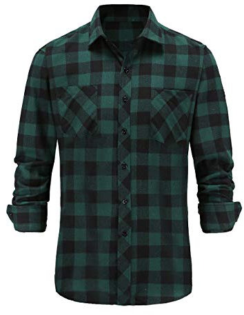 Dioufond Chemise Flanelle Homme a Carreaux sur Chemise Bucheron Canadienne Chemise Bucheron Vert 3XL
