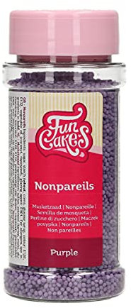FunCakes Nonpareils Mauve: Sprinkles de gâteau, bon goût, parfait pour la décoration de gâteaux, des centaines et des milliers de sprinkles. 80 g.