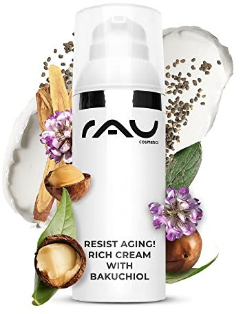 RAU Cosmetics Bakuchiol Anti Aging - resist aging! Rich Cream with Bakuchiol 50 ml - Reichhaltige Gesichtscreme für Frauen & Männer - Tagescreme/Nachtcreme gegen Falten & Trockene Haut wie Retinol
