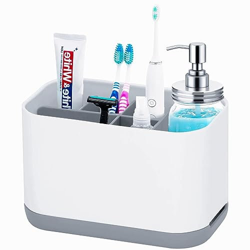 XFLYP Zahnbürstenhalter, Badezimmer Caddy für Elektrische Zahnbürsten Badezimmer Organisator Badaccessoire, Vielseitiger Badezimmer Organizer mit 6 Fächern (Grau)