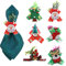 Bekeify Weihnachten Serviettenringe, 6PCS Künstliche Kiefernzapfen Weihnachtsmann Serviettenhalter, Wiederverwendbar Serviette Ringe Weihnachten für Weihnachten Geburtstag Party Tischdekoration