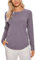 CRZ YOGA Magliette a Maniche Lunghe da Allenamento in Cotone Pima Donne Top Casual da Yoga a Girocollo Grigio Viola 44