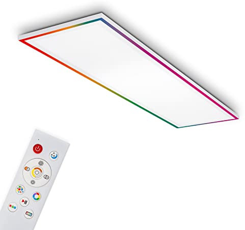 TELEFUNKEN - LED Deckenleuchte RGBIC Magic, LED Deckenlampe CCT, Rand mit Lauflicht, Dimmbar, Farbwechsel, Fernbedienung, Nachtlicht, 1025x275x65 mm (LxBxH), Weiß