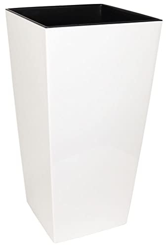 MePla - Maceta alta Finezia - Maceta resistente a la intemperie - Maceta - Maceta - 30x30cm/H 57cm - Blanco