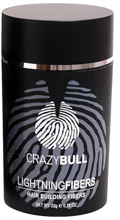 Hair Building Fibre - Long-Lasting, Easy Apply Hair Fibre Concealer for Thinning Hair & Bald Spots - Vegan & Cruelty-Free Hair Thickening Fibre for Men & Women - Crazy Bull, 22g, Brown