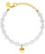 Purelei® Herz-Armband (Weiß, Peachy) - Damen Perlen-Schmuck Aus Langlebigem Edelstahl, Wasserfestes Glasperlen-Armband Mit Herzanhänger, 16-19 cm Länge Verstellbar