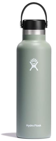 HYDRO FLASK - Trinkflasche 621ml (21oz) - Isolierte Wasserflasche aus Edelstahl - Sportflasche mit auslaufsicherem Flex Deckel & Gurt - Thermoflasche Spülmaschinenfest - Kleine Öffnung - Agave