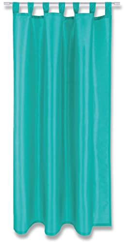 Arsvita Blickdichte Türkise Gardine Alessia mit Schlaufen in 140x245cm (BxL), in vielen Größen und Farben