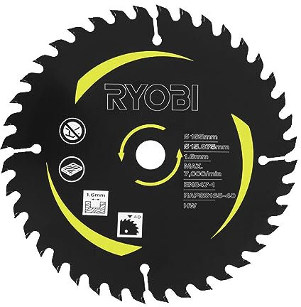 RYOBI - Lame 40 dents diam. 165 mm - alésage 30 mm pour scie plongeante RPLS18X - Disponible mars 2023 - RAPSB165