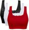 Vertvie Womens Strech Ohne Buegel Push up Yoga Sports BH Bra Top Set Fuer Fitnesstraining Polsterung 3er Pack (EU XL/Tag XXL, Schwarz+Weiß+Rot)