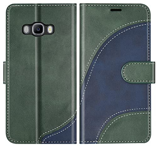 BoxTii Coque pour Samsung Galaxy J5 2016, Portefeuille Etui en Cuir PU, Magnétique Protection Housse Coque pour Galaxy J5 2016, Vert