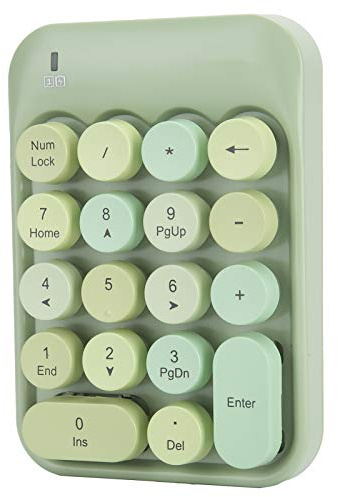 Clavier Numérique sans Fil, Mini-pavé Numérique Numérique 18 Touches Clavier à pavé Numérique Ergonomique avec Récepteur USB 2.4G et Capuchon en Chocolat pour Ordinateur Portable/PC (vert fantaisie)
