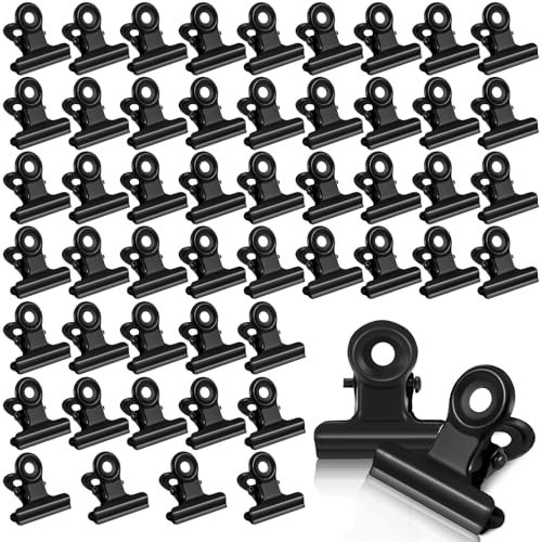 50 Pezzi Piccole Bulldog Clips, 22mm Bulldog Binder Clip Raccoglitore in Metallo Clip Multifunzionale Mini Clip, per Ufficio Scuola e Famiglia (Nero50)