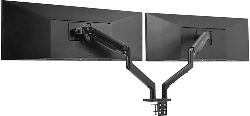 VIVO Heavy Duty Dual Ultra-Wide Monitor Desk Mount, Mechanical Spring Height Adjustable Stand for 2 Ultrawide Screens up to 45 inches, 44 lbs Capacity per Arm, Black, STAND-V200D