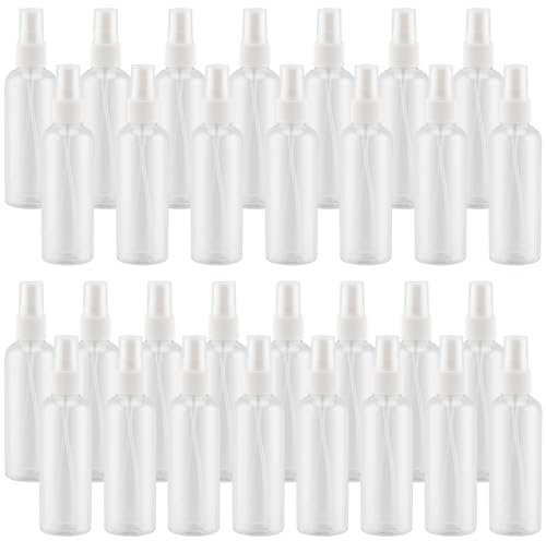 LEXININ 30 PCS 100ml Clear Plastic Spray Bottles, Small Transparent Empty Spray Bottles for Cleaning, Travel