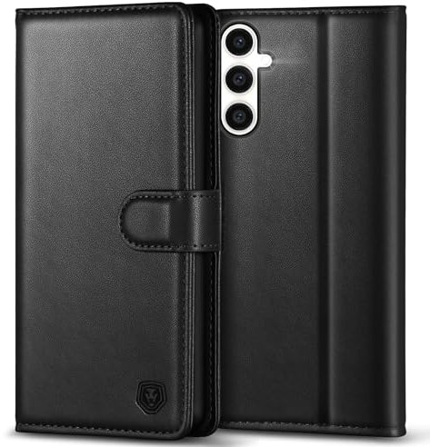 Kuafcase for Samsung Galaxy S23 FE Case with 4 Card Slots Magnetic Closure Protective Phone Cover Case for Samsung S23 FE - Black