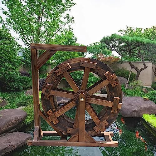 Wasserrad-Brunnen, Rad-Wasserfall, Holz-Außenräder, Brunnen, Vintage, rustikal, Zierteich, dekorativ, für Balkon, Terrasse, Garten, Brunnen, Veranda, Hof (Größe: Durchmesser 30 cm)