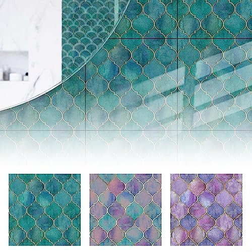 QOXEZY Fliesenaufkleber, Mosaik-Fliesenaufkleber, 3D-Wandfliesen, zum Abziehen und Aufkleben, Spritzschutz, U-Bahn-Fliesen zum Aufkleben auf Fliesen für Küche und Bad, 6/12 Stück (Nr. 2)