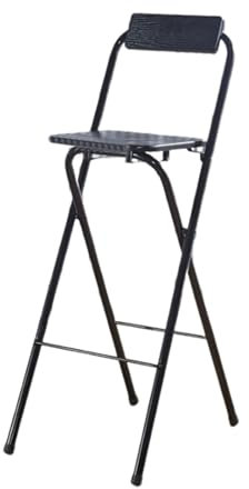 Sedia sgabello pieghevole 65cm, sgabello da bar pieghevole per adulti 70cm con schienale, sedia alta da cucina pieghevole 75cm, capacità 100kg (Color : Zwart, Size : 65cm/26in)