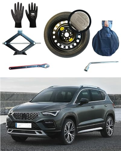 Notrad 17 kompatibel mit Seat Ateca mit Wagenheber, Schlüssel, Handschuhe und Tasche