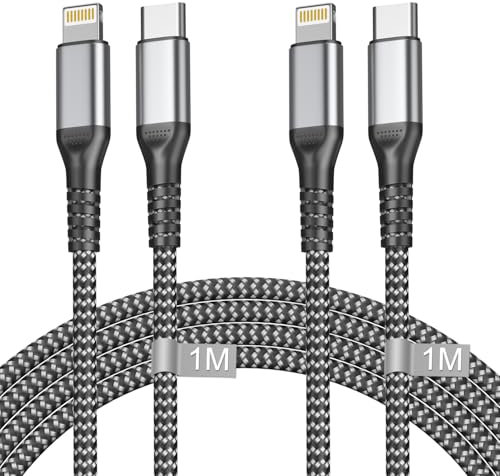 USB C to Lightning Cable 1M 2Pack, MFi Certified iPhone Fast Charger Cable USB C iPhone Cable Fast Charging Nylon iPhone Lightning Cable USB C iPhone Lead Wire for Apple iPhone 14 13 12 11 Pro Max/XS